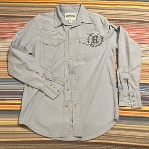 Aeropostale Blue Pinstripe Western Snap Button Shirt Mens Size S‎